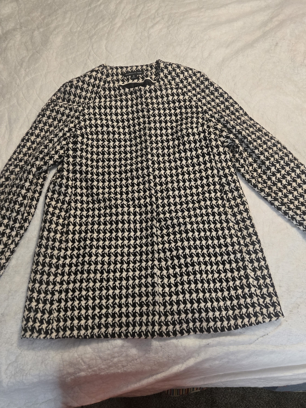 Preston & York Houndstooth Wool Blend Jacket Size 12 Black White